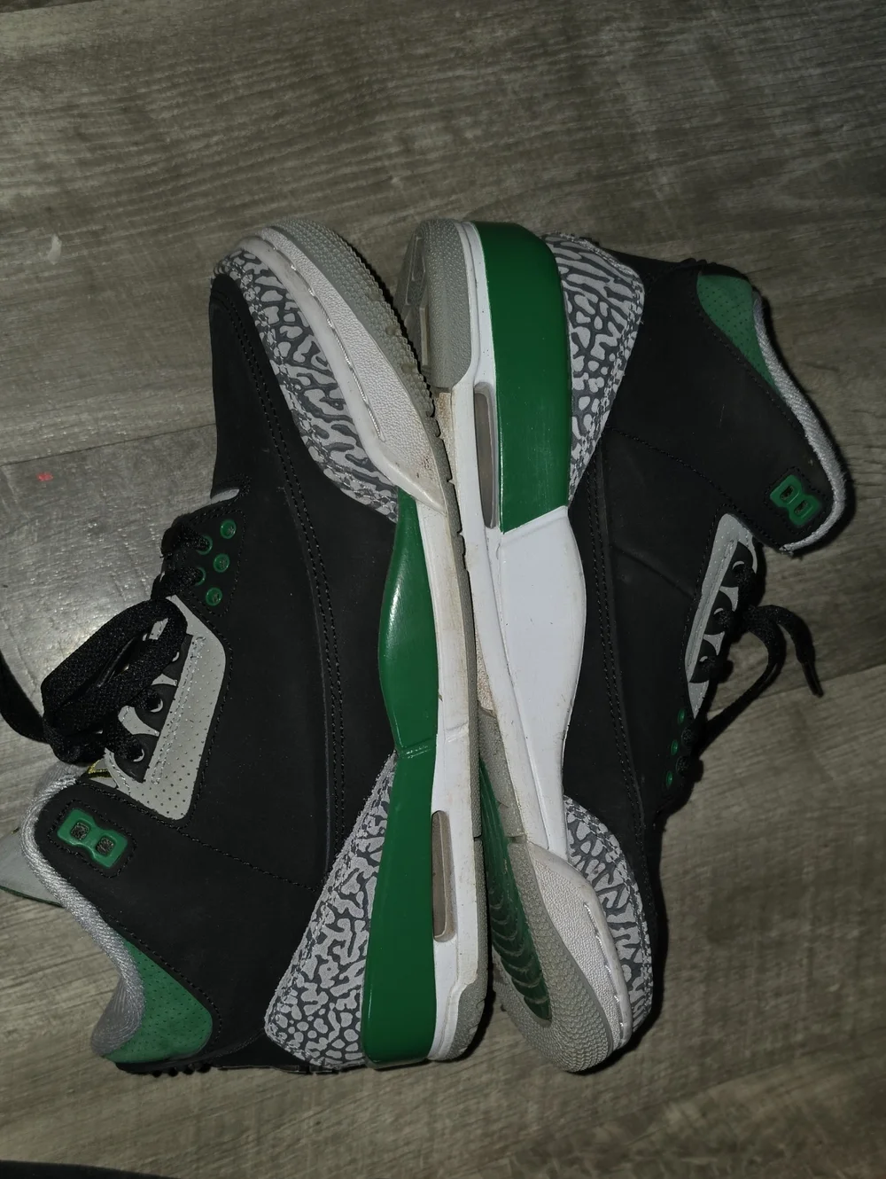 Jordan Retro 4 Men's Black, Gray & Green Low-Top Sneakers